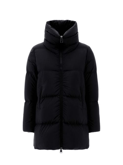 Giaccone da donna in tessuto tencnico impermeabile e piuma d'oca, lunghezza 3/4, colore nero HERNO | PI001959D12456Z9300